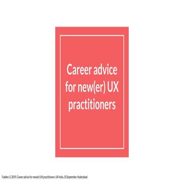 Career advice for new(er) UX practitioners