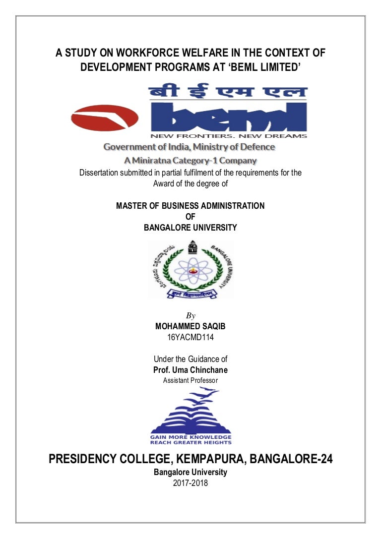 A Study On Workforce Welfare In The Context Of Development Programs A