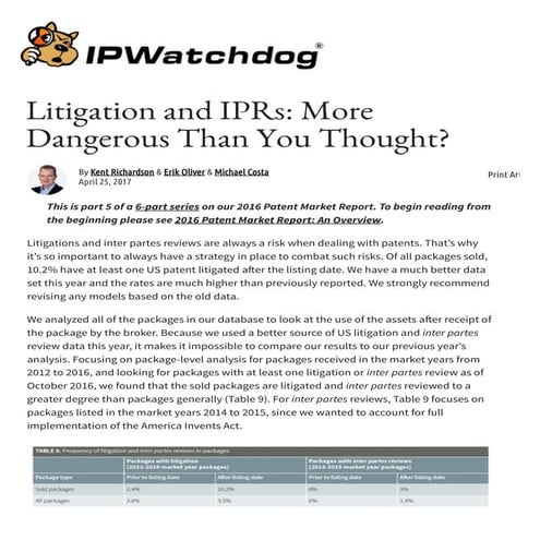 Litigation and IPRs: More Dangerous Than You Thought?