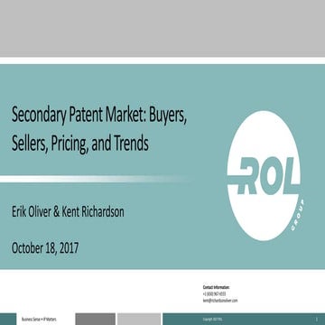 Secondary Patent Market: Buyers, Sellers, Pricing, and Trends