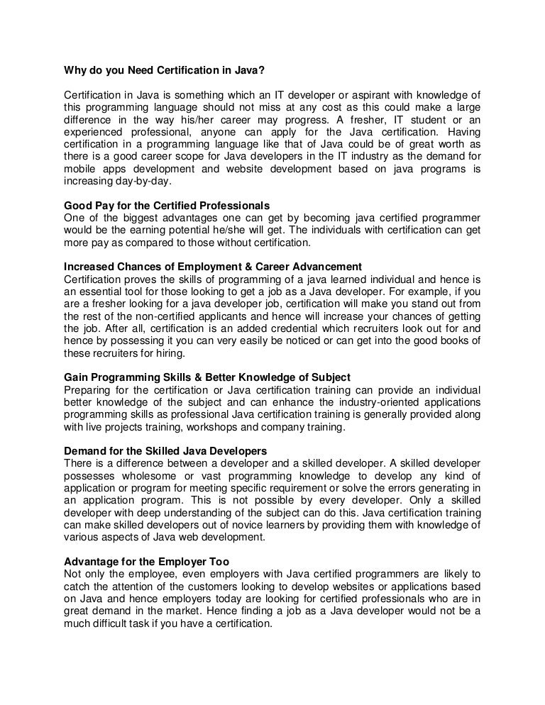 Why Do You Need Certification in JAVA