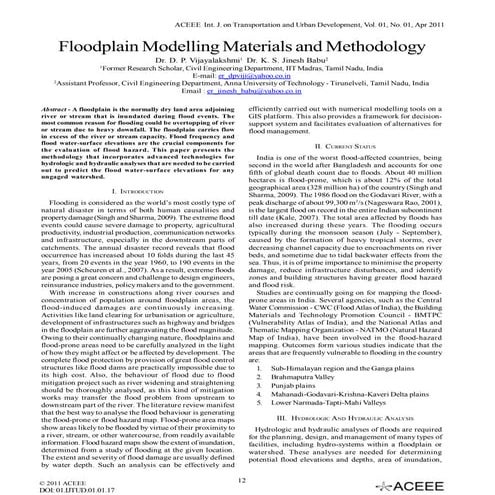 Floodplain Modelling Materials and Methodology
