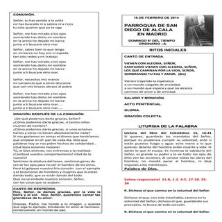 GUIÓN DE LA EUCARISTIA DEL DOMINGO ...