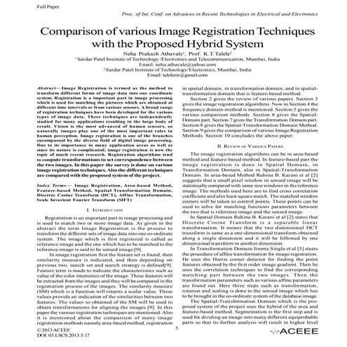 Comparison of various Image Registration Techniques with the Proposed Hybrid ...