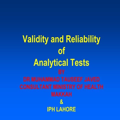 Validity and Reliability | PPSX | Medical Tests | Medical Health