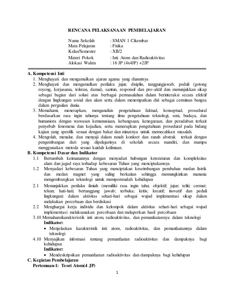 17 Sma Kelas Xii Rpp Kd 3 10 4 10 Inti Atom Dan Radioaktivitas Karl
