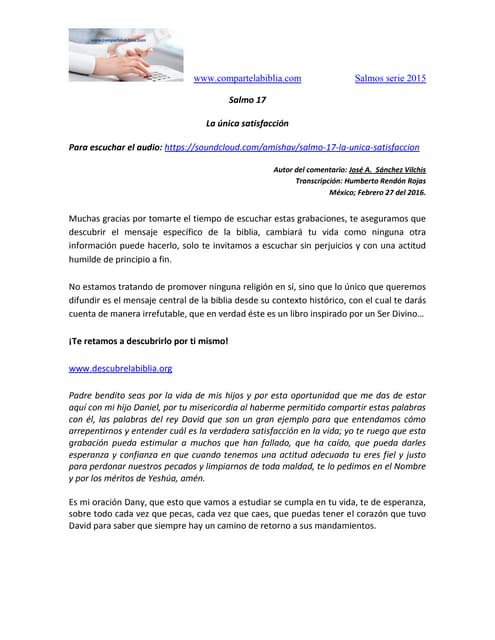 17.  salmo 17 la única satisfacción