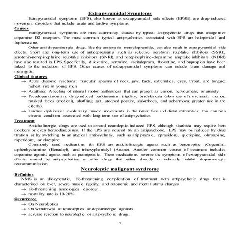 Extrapyramidal symptoms &amp; nms