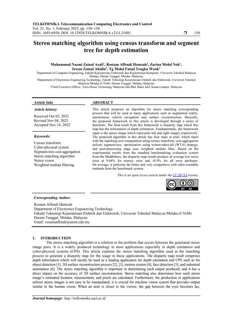 Stereo matching algorithm using census transform and segment tree for depth e...