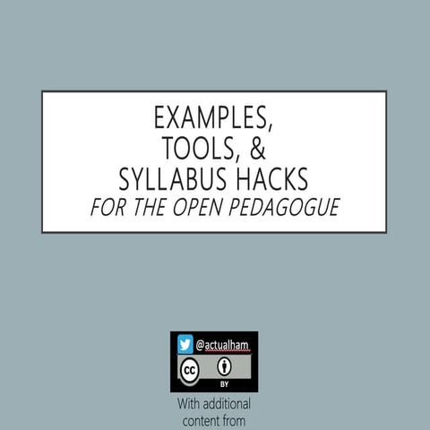 Examples, Tools, & Syllabus Hacks for the open pedagogue