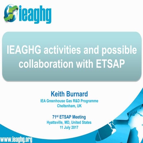 IEA-GHG activities and possible collaboration with IEA-ETSAP