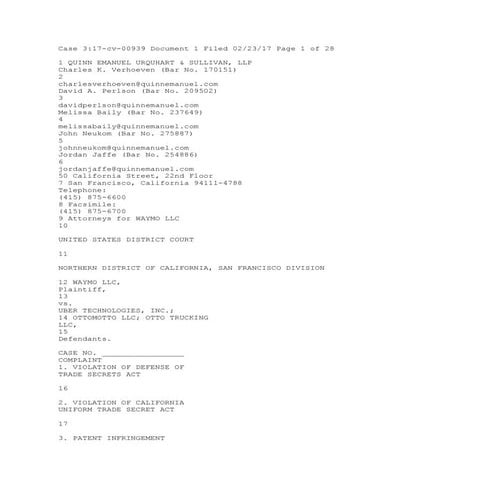 Исковое заявление Waymo