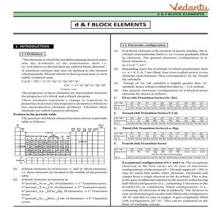 D-block Elements - Inorganic Chemistry Notes | PPTX