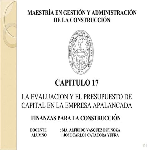 17 Ross7e Ch17   La ValuacióN Y El Presupuesto De Capital En La Empresa Apala...