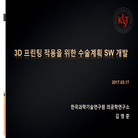 3차원 프린팅 적용을 위한 수술계획 소프트웨어 개발 (KIST 김영준)