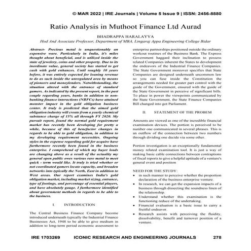 A Study On Ratio Analysis | PDF