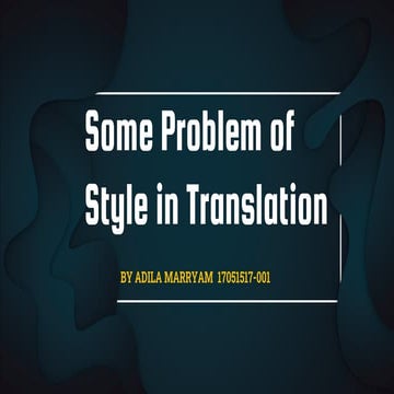 Problem of Style in Translation 