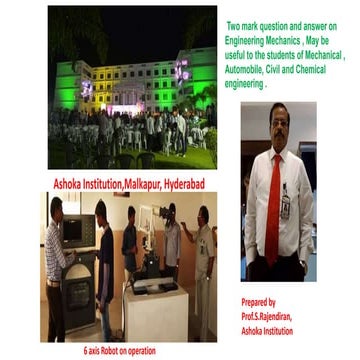 Two mark question and answer on Engineering Mechanics