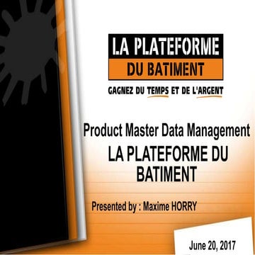 Plateforme du Bâtiment: Product Master Data Management
