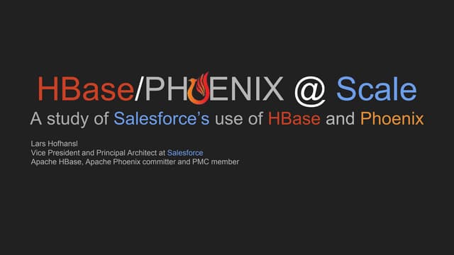 HBase/PHOENIX @ Scale