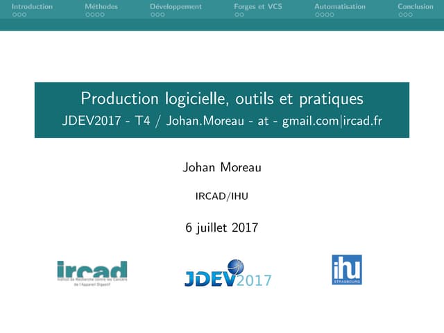 Production logicielle, outils et pratiques
