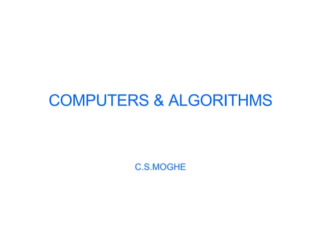 Computers and Algorithms - What can they do and what can they not?