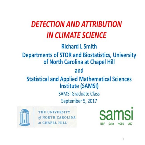 CLIM Fall 2017 Course: Statistics for Climate Research, Detection & Attributi...