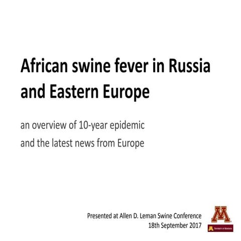 Dr. Andres Perez - The Latest Information about African Swine Fever in Europe