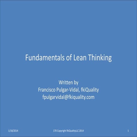 170 Fundamentals of Lean Thinking 2014 01