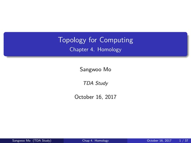 Topology for Computing: Homology