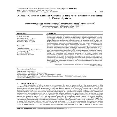 A Fault Current Limiter Circuit to Improve Transient Stability in Power ...