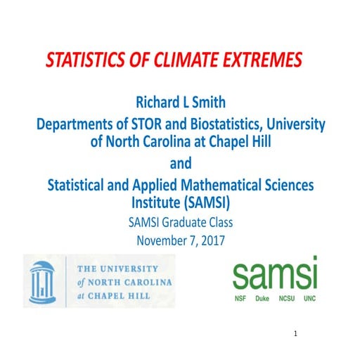 CLIM Fall 2017 Course: Statistics for Climate Research, Statistics of Climate...