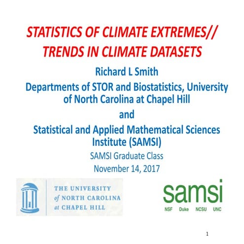 CLIM Fall 2017 Course: Statistics for Climate Research, Statistics of Climate...
