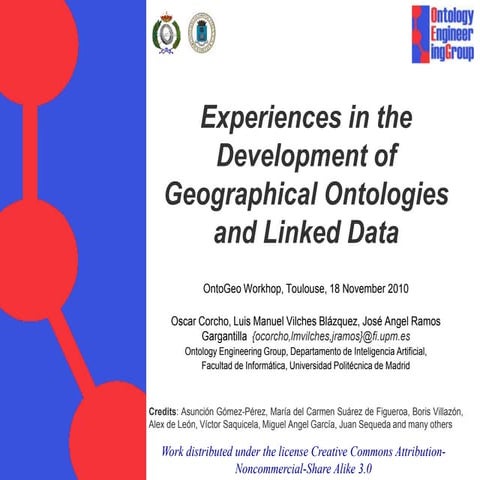 Experiences in the Development of Geographical Ontologies and Linked Data
