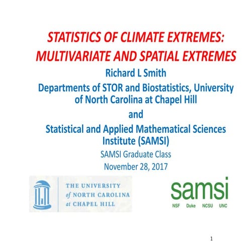CLIM Fall 2017 Course: Statistics for Climate Research, Statistics of Climate...