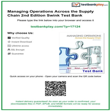 Managing Operations Across the Supply Chain 2nd Edition Swink Test Bank ...