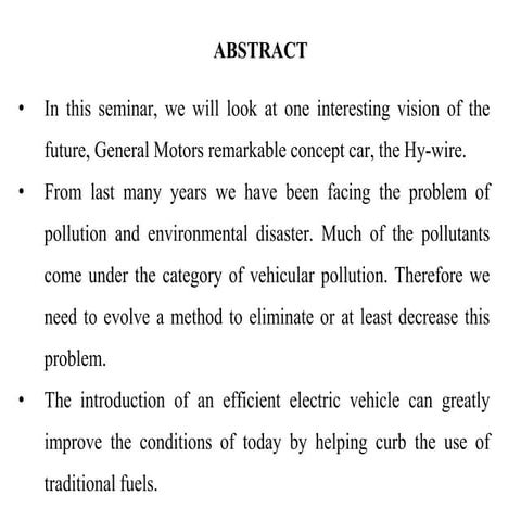 A SEMINAR PPT ON GENERAL MOTORS HY-WIRE