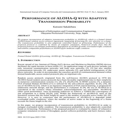 Performance of Aloha-Q with Adaptive Transmission Probability | PDF