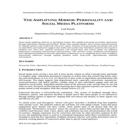 THE AMPLIFYING MIRROR: PERSONALITY AND SOCIAL MEDIA PLATFORMS | PDF