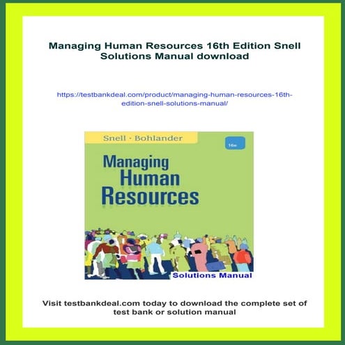Managing Human Resources 16th Edition Snell Solutions Manual | PDF