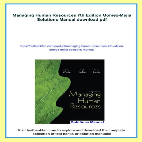 Managing Human Resources 7th Edition Gomez-Mejia Solutions Manual
