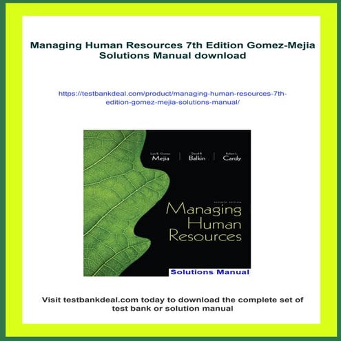 Managing Human Resources 7th Edition Gomez-Mejia Solutions Manual | PDF