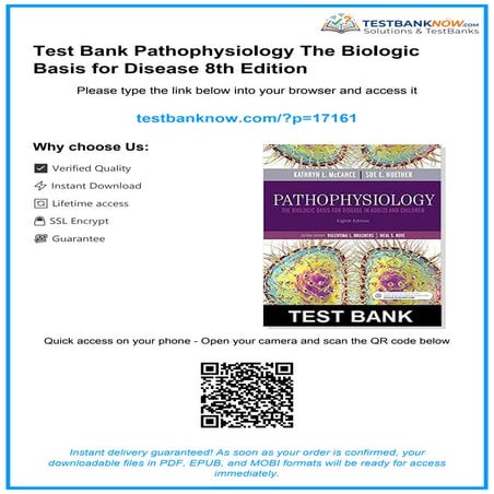 Test Bank Pathophysiology The Biologic Basis for Disease 8th Edition | PDF