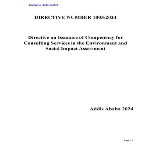Directive on issuance of competency for consulting firms on ESIA | PDF
