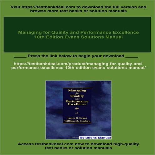 Managing for Quality and Performance Excellence 10th Edition Evans ...