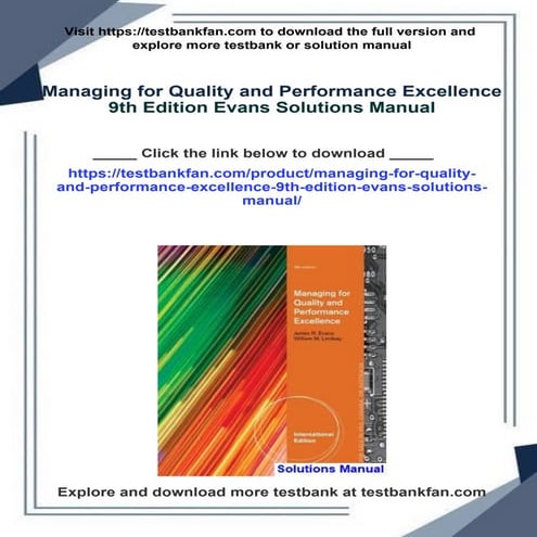 Managing for Quality and Performance Excellence 9th Edition Evans ...