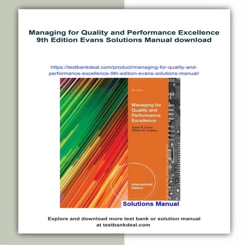 Managing for Quality and Performance Excellence 9th Edition Evans ...
