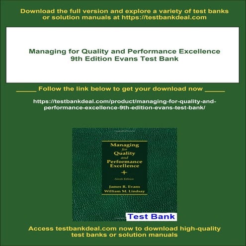 Managing for Quality and Performance Excellence 9th Edition Evans Test ...