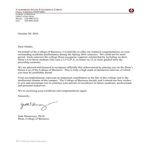 Spring 2016 Dean's List | PDF