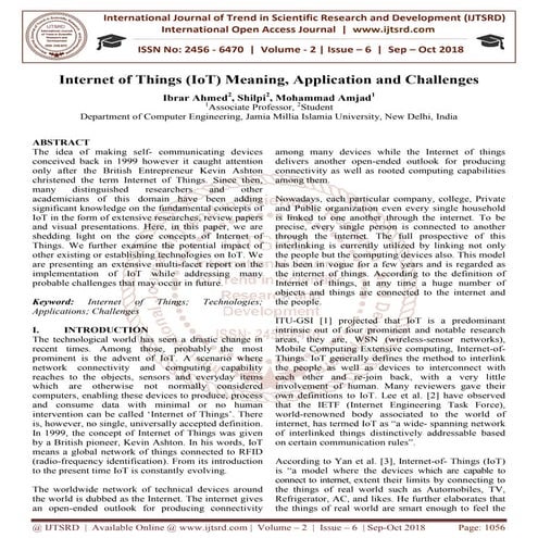 Internet of Things IoT Meaning, Application and Challenges